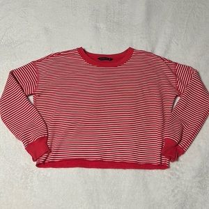 Abercrombie & Fitch red striped crew neck sweater, small